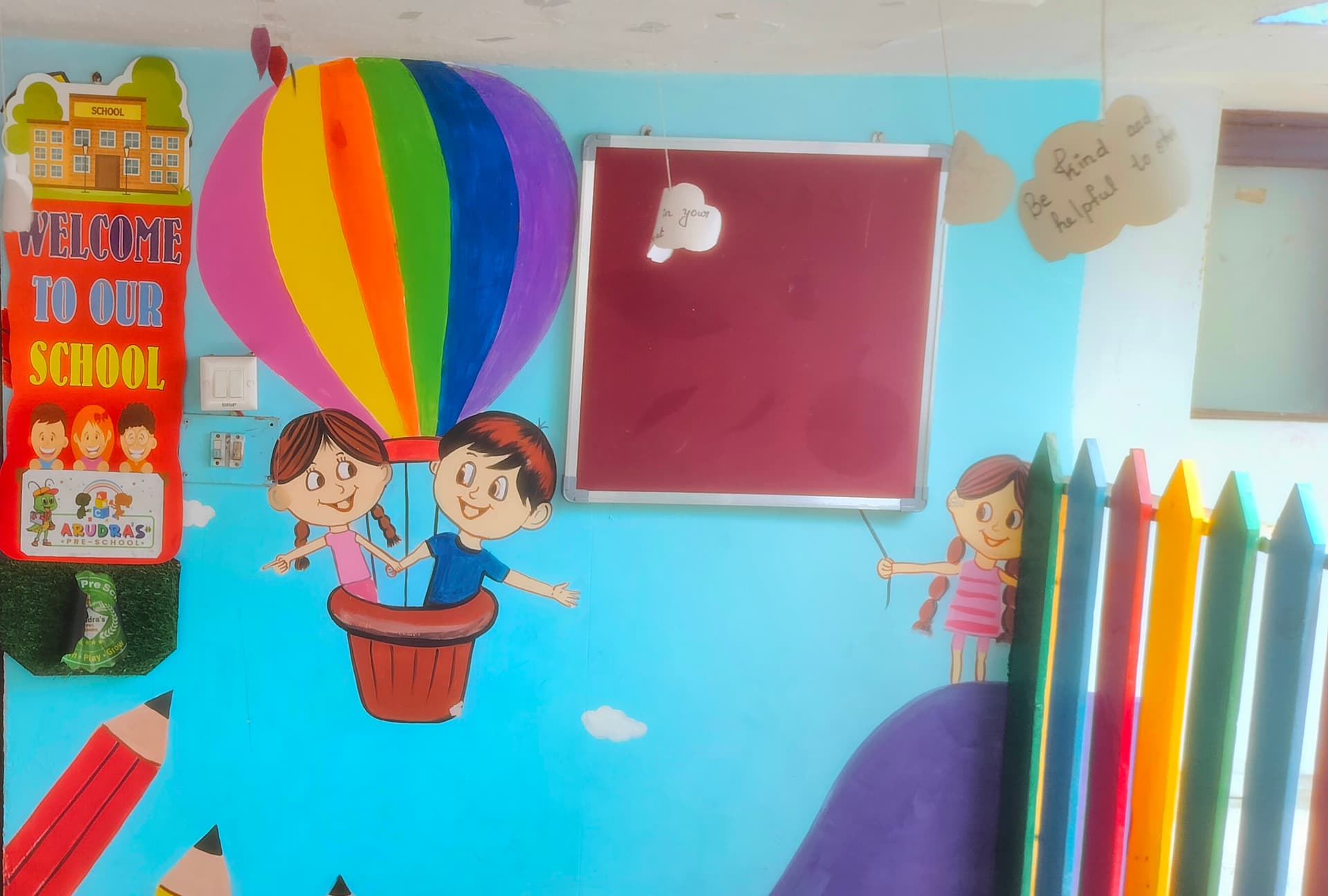 Children participating in art and craft activity at Arudra Preschool Valasaravakkam